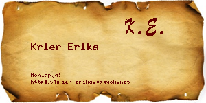 Krier Erika névjegykártya